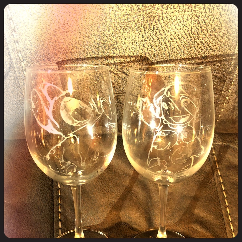 Custom Lilo and stitch wine glasses